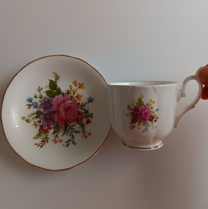 Sheltonian English Bone China Floral Teacup and Saucer Set